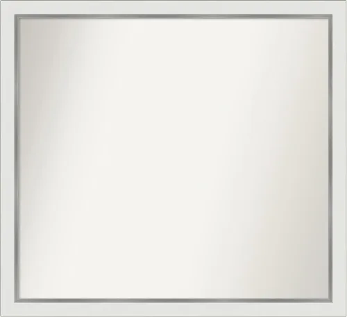 Miniatura 503 de Amanti Art Espejo de baño blanco para sobre el fregadero, 30 x 35 pulgadas, espejo de tocador rectangular estrecho de Eva de oro blanco, marco