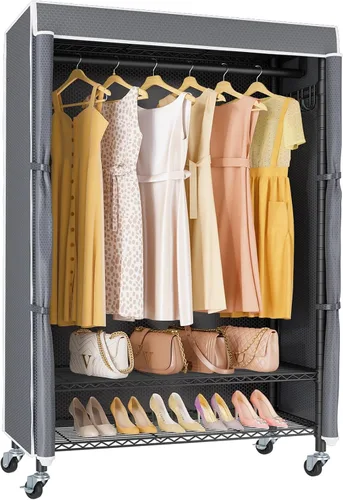 Miniatura 13 de VIPEK R3C Plus Perchero para Ropa - Perchero Rodante para Ropa con Ruedas con Seguro, Armario Portátil de Servicio Pesado con Estantes Ajustables