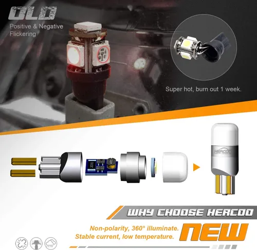 Miniatura 2 de HERCOO Lentes de luz de marcador de espejo lateral ámbar con LED Compatible con señal de giro de repuesto del mercado posterior para F250 F350 F450