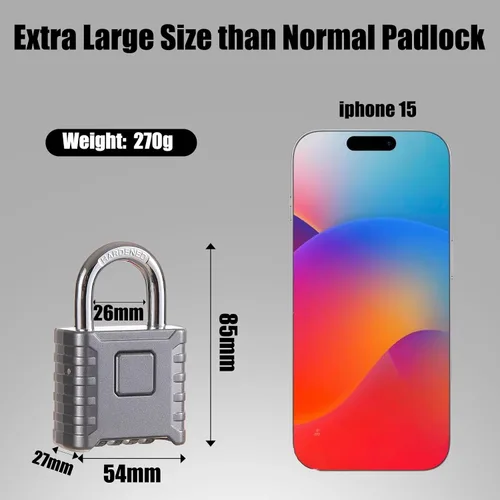 Miniatura 2 de 1 cerradura de combinación de 4 dígitos resistente, desbloqueo con un toque, función antierror, candado grande impermeable de alta seguridad