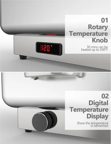 Miniatura 3 de GarveeHome Juego de bufé eléctrico de acero inoxidable con tapa enrollable con 1 sartén de 9 cuartos de galón, control de temperatura de 400 W