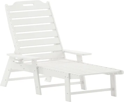 Miniatura 16 de Flash Furniture Monterey Tumbona Adirondack ajustable con soporte para tazas, silla de descanso de polietileno de alta densidad para todo