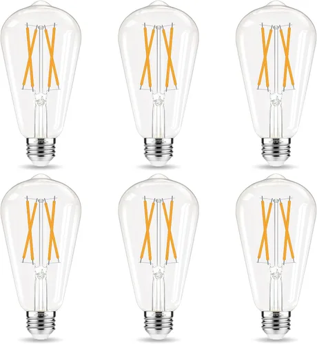 Miniatura 12 de GvvooHome Bombillas LED Edison, bombilla E26 equivalente a 60 vatios, no regulable, blanco frío 4000 K, bombillas vintage ST58, 90+ CRI, 6 W 600 LM