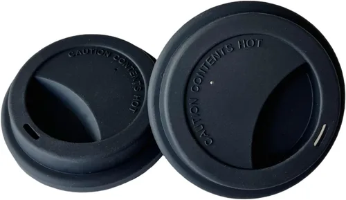 Fundas de silicona para tazas, tapas de silicona reutilizables para tazas, tazas y tazas flexibles, tapas de tazas calientes para café, color negro,