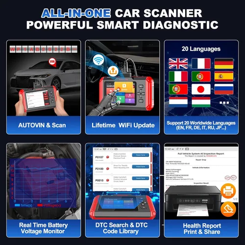 Miniatura 6 de KINGBOLEN Escáner OBD2 S800 Escáner de coche, herramienta de escaneo de diagnóstico OBD2 con reinicio de 15, servicio de acelerador de freno