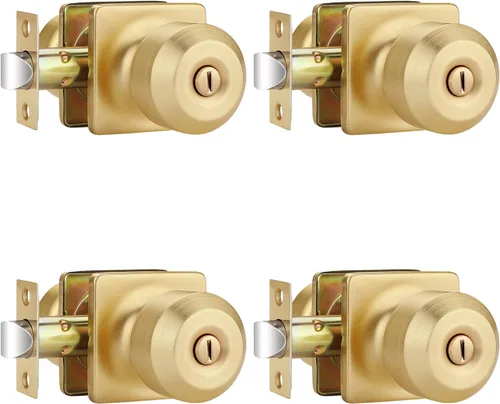 Miniatura 13 de EHOMEWARE Paquete de 2 pomos de puerta interiores, manija de puerta negra con cerradura, pomo de puerta de dormitorio/baño sin llave, pomo redondo