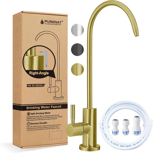 Miniatura 9 de Grifo de agua potable – Grifo de agua filtrado de vástago de rosca larga para encimera gruesa, grifo de ósmosis inversa sin plomo con manguera