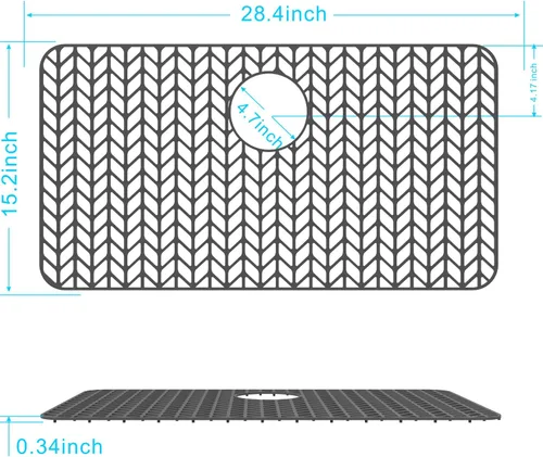 Miniatura 4 de GUUKIN Protectores de fregadero para fregadero de cocina - 28.4" x 15.2" pulgadas, alfombrilla de rejilla de silicona para fregadero de cocina
