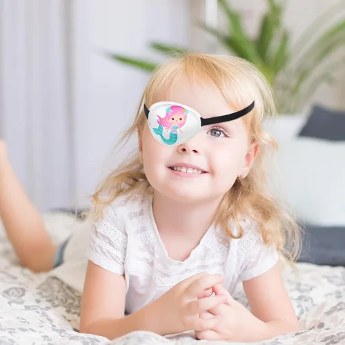 Miniatura 4 de Eurzom 8 piezas de parches oculares para niños, parche ajustable de un solo ojo reutilizable, lindo para niñas y niños, con correa elástica