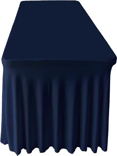 Miniatura 2 de Mantel para mesa rectangular de elastano azul marino de 8 pies de largo x 30 pulgadas de ancho x 30 pulgadas de alto