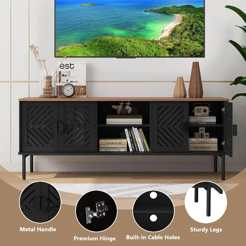 Miniatura 4 de ARTPOWER Soportes de TV modernos de 63 pulgadas para sala de estar, centro de entretenimiento largo con almacenamiento, consola de TV para TV de 55