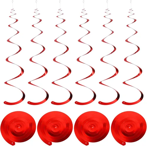 Miniatura 8 de MECCANIXITY 18 remolinos colgantes de fiesta negros de una sola tira para colgar decoraciones de 27.6 pulgadas, serpentinas colgantes de plástico