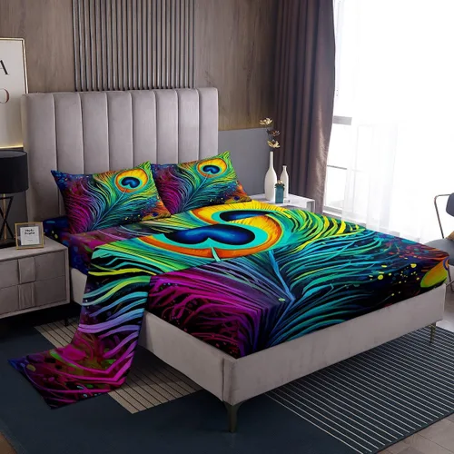 Miniatura 39 de Erosebridal Groovy Flower Sábanas de Cama Fiesta de los 70s Juegos de Sábanas Tamaño Individual Sábanas Florales Arcoíris Juegos de Sábanas y Fundas