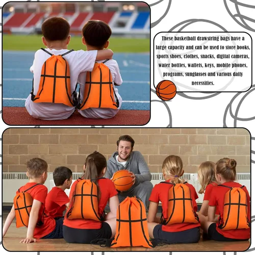 Miniatura 6 de Shappy 12 bolsas de baloncesto con cordón, pequeñas bolsas deportivas a granel, mochila para golosinas para bailes, fiestas de cumpleaños, regalos