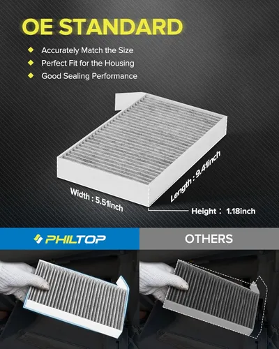 Miniatura 7 de PHILTOP Filtro de aire de cabina HEPA con carbón activado, compatible con Tesla modelo 3 2017-2025, modelo Y 2020-2025, filtro para arriba el olor a
