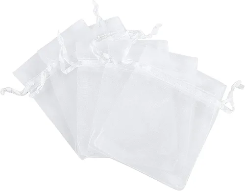 Miniatura 8 de 100 bolsas de organza transparente de 3 x 4 pulgadas, bolsas de regalo de dulces, muestras de exhibición, bolsas con cordón (morado)