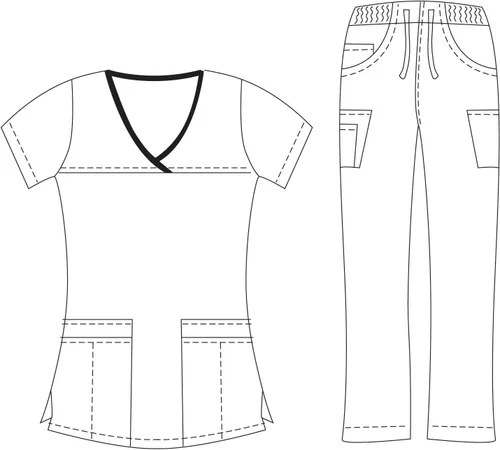 Miniatura 2 de Dagacci Medical Uniform Conjunto de ropa quirúrgica para mujer con top y pantalones elásticos en contraste