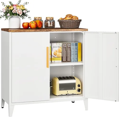 Miniatura 12 de Armario de almacenamiento negro con puertas y estantes ajustables, gabinetes de despensa de alimentos de granja de 36 pulgadas de alto, armario