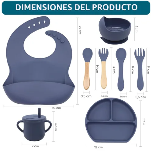 Miniatura 2 de Juego de Alimentación para Bebés 100% Silicona, Platos para Bebés sin BPA con Tazón con Ventosa, Plato Dividido, Juego de Platos de Autoalimentación