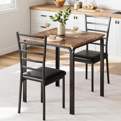 Miniatura 11 de IDEALHOUSE Juego de sillas de mesa de comedor de 5 piezas para espacios pequeños, juego de comedor moderno de interior para 4, juego de mesa Marrón