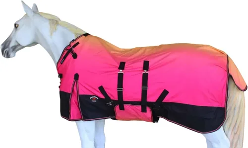 Miniatura 14 de CHALLENGER Manta de invierno impermeable de 76 pulgadas 1200D para caballo de lluvia, manta de invierno 394B Turquesa/Morado/Ombre