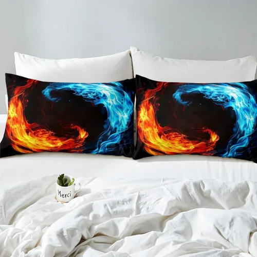 Miniatura 7 de Erosebridal Yin Yang - Juego de edredón para niños y adolescentes, edredón de plumón de hielo y fuego, tamaño individual, juego de ropa de cama