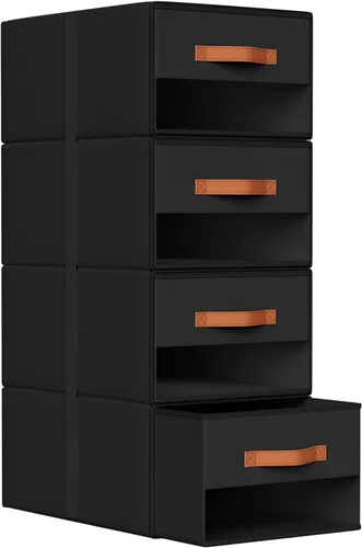 Miniatura 23 de DIMJ Organizadores de armario y almacenamiento – Contenedores de tela extraíbles con cajones para armario, organizadores de ropa plegables con Beige