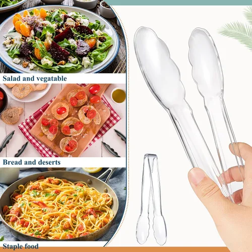 Miniatura 4 de Tessco for you 50 pinzas de plástico para servir a granel, pinzas desechables de plástico de 9 pulgadas, pinzas de ensalada resistentes para cocina