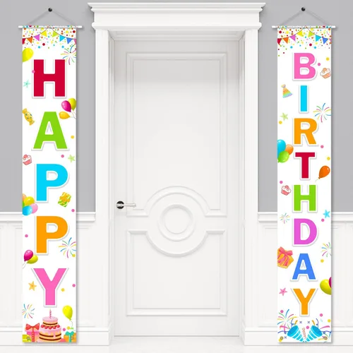 Miniatura 12 de Cartel de decoración de cumpleaños, letrero de puerta de feliz cumpleaños para hombres, mujeres, niños y niñas, ideal para decoración de cumpleaños