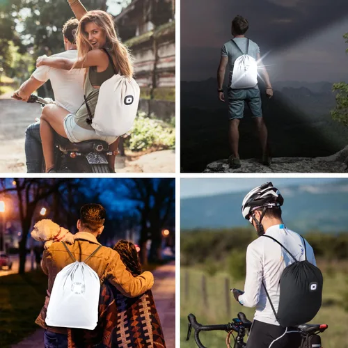 Miniatura 3 de LED Drawstring Backpack Bag with Light String Bag Sackpack Women Men Gifts for Gym Beach Travel Camping (Beige)