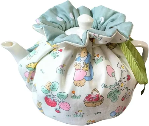 Tetera acogedora de algodón, cubierta antipolvo para tetera floral vintage, para cocina, hogar, tazas de té decorativas acogedoras con almohadilla