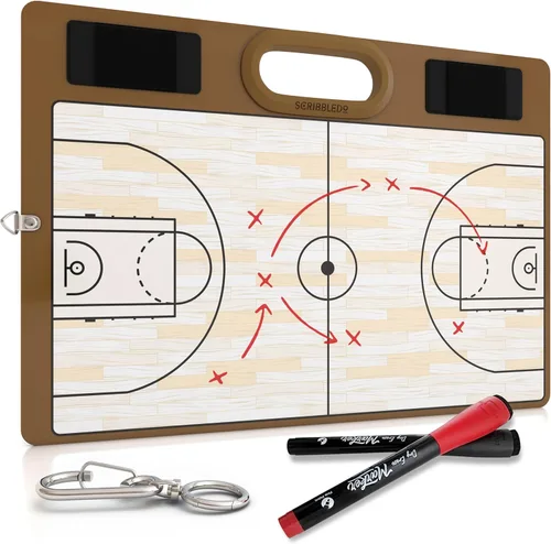 Pizarra de baloncesto de borrado en seco para entrenadores de 15 x 10.5 pulgadas, equipo de pizarra blanca de doble cara, incluye 2 marcadores de