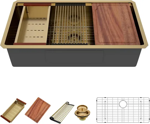 Miniatura 39 de Fregadero de Montaje Bajo de 13 Pulgadas - Beslend 13”x15”x9” Fregadero de Cocina de Acero Inoxidable de Montaje Bajo Calibre 16 Fregadero de Cocina