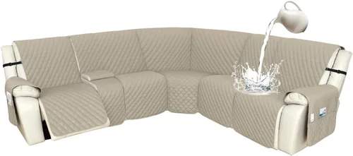 Miniatura 33 de Arfntevss Fundas de sofá modular reclinable, 100% impermeable, en forma de L, para sillón reclinable en forma de L, funda seccional lavable
