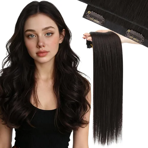 Miniatura 31 de Moresoo - Extensiones de cabello humano con pinzas, sin costuras, con trama, de poliuretano, invisible, cabello humano real, color rubio platino, 7
