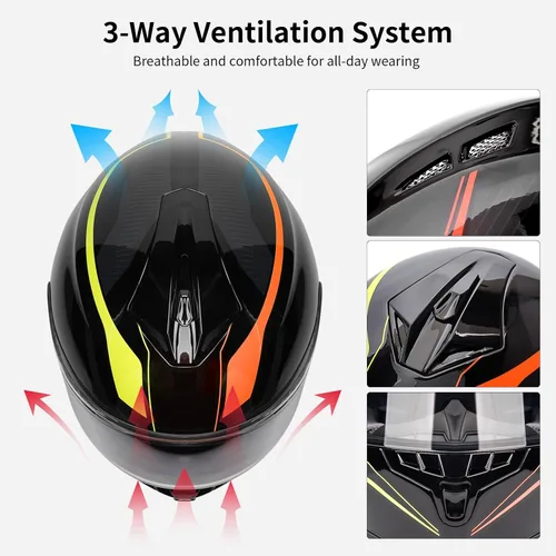 Miniatura 8 de Casco de cara completa FreedConn para motocicleta con Bluetooth 5.0 integrado, intercomunicador de 2 vías, con clasificación FMVSS-218, comunicación