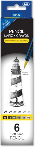 BAZIC PRODUCTS Juego de lápices de dibujo y boceto, 6 lápices de plomo suaves