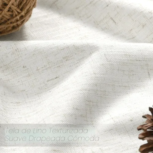 Miniatura 4 de Joywell 2 cortinas opacas 100%, lino, crema, beige natural, pasabarras/trabillas traseras/cinta con ganchos/anillas con pinzas, aislantes