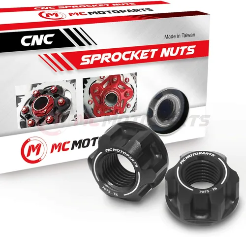 MC MOTOPARTS Juego de tuercas de piñón trasero de carreras compatible con MT-07 MT-09/SP XSR 700 XSR 900 MT-09 Tracer FZ09 (negro)