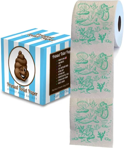 Printed TP Papel higiénico de 2 capas con patrón de sirena, rollo de papel higiénico de baño verde novedoso, divertido papel higiénico para