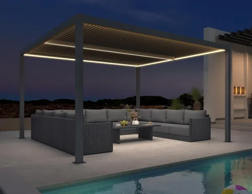 Miniatura 31 de PURPLE LEAF 94AS - Pérgola pequeña de aluminio compacto de 10 x 12 pies con techo rígido con listones ajustables para patio, cubierta de terraza