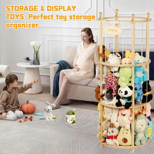 Miniatura 8 de Almacenamiento de Zoológico de Animales de Peluche Extra Grande Soporte de Madera para Animales de Peluche Organizador de Juguetes Suaves Jaula