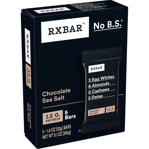 Miniatura 7 de RXBAR Barritas de proteína, 12g de proteína, snacks sin gluten, chocolate con sal marina (6 cajas, 30 barras)