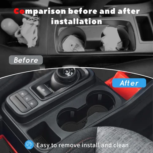Miniatura 5 de Auovo Inserto para Portavasos Compatible con Accesorios Ford Maverick 2022 2023 2024 2025 Forros para Portavasos de Consola Central Forros para Negro