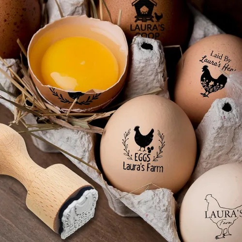 Sellos de huevos para huevos frescos, sello de goma personalizado de huevo de gallina, letrero de huevos frescos de granja para agricultores
