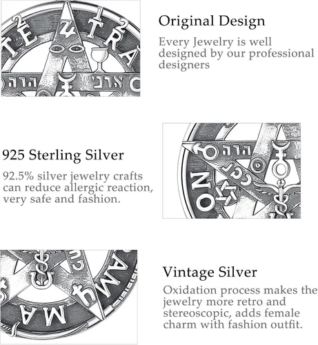 Miniatura 23 de CELESTIA Colgante de plata de ley 925, anillos de tetragrammaton, collar masónico, joyería de pentagrama para mujeres y hombres