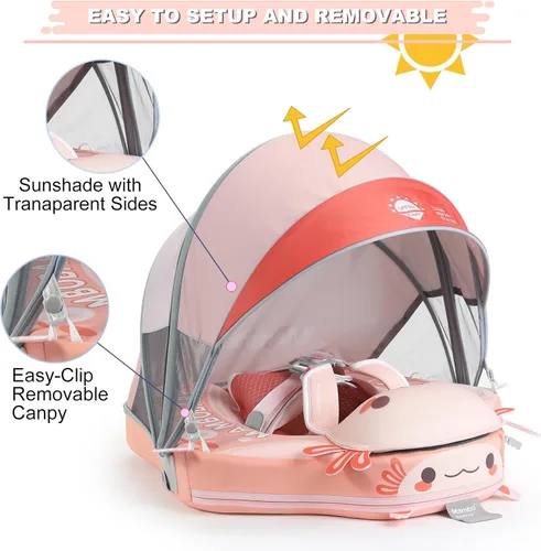 Miniatura 4 de Mambobaby Float Deluxe - Flotador de piscina para bebés: entrenador de natación seguro y cómodo para bebés y niños pequeños, diseño no inflable, Rosa