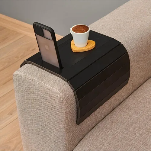 Miniatura 7 de Bandeja funcional de madera para sofá Mesa de brazo de sofá Bandeja de brazo de sofá ajustable Mesa auxiliar de sofá Bandeja