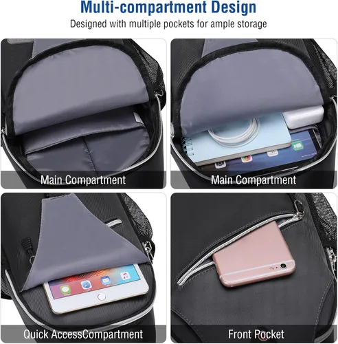 Miniatura 3 de Mosiso - Mochila bandolera multiusos, para viajes, senderismo, etc. Gris espacial