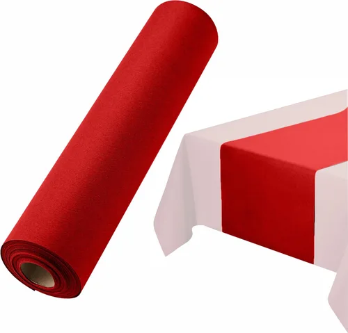 Miniatura 13 de Camino de mesa desechable para mesa de comedor, 16 pulgadas, paquete de 20 caminos de mesa de papel rosa similar al lino para fiestas, bodas